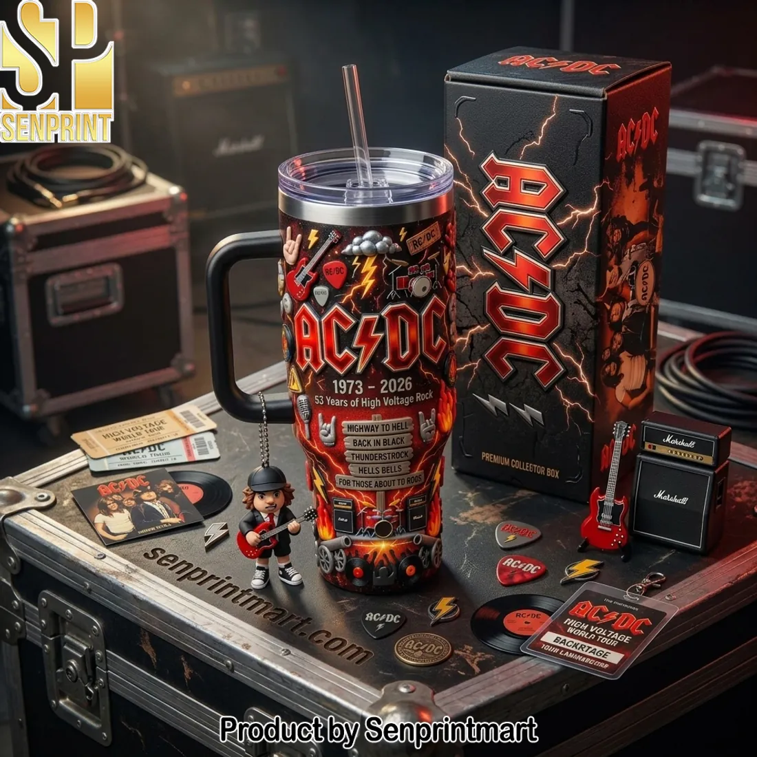 AC DC 53 Years of High Voltage Rock 1973 2026 Commemorative 3D Handle Tumbler