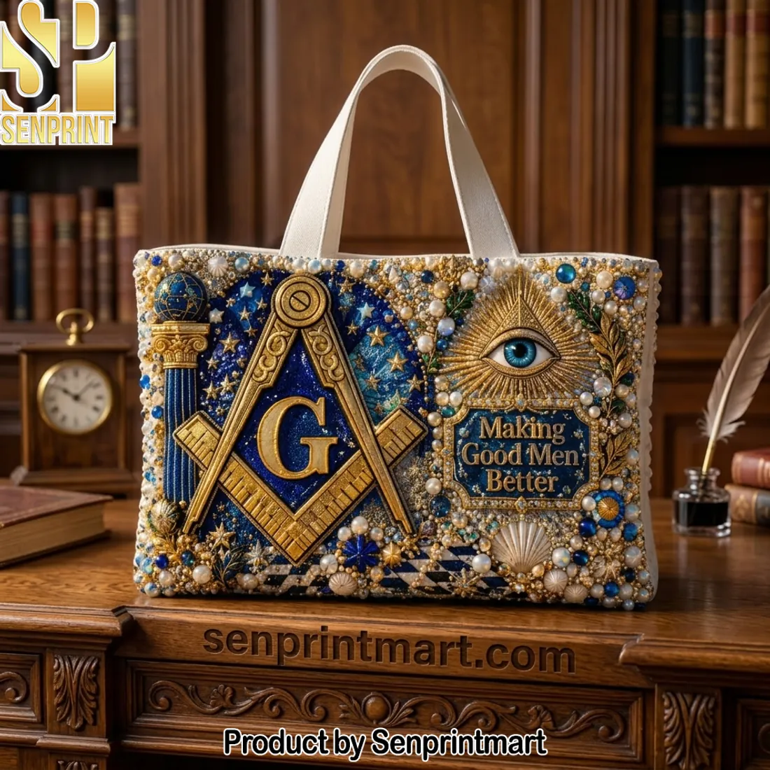 “Making Good Men Better” Ornate Masonic Tote Bag