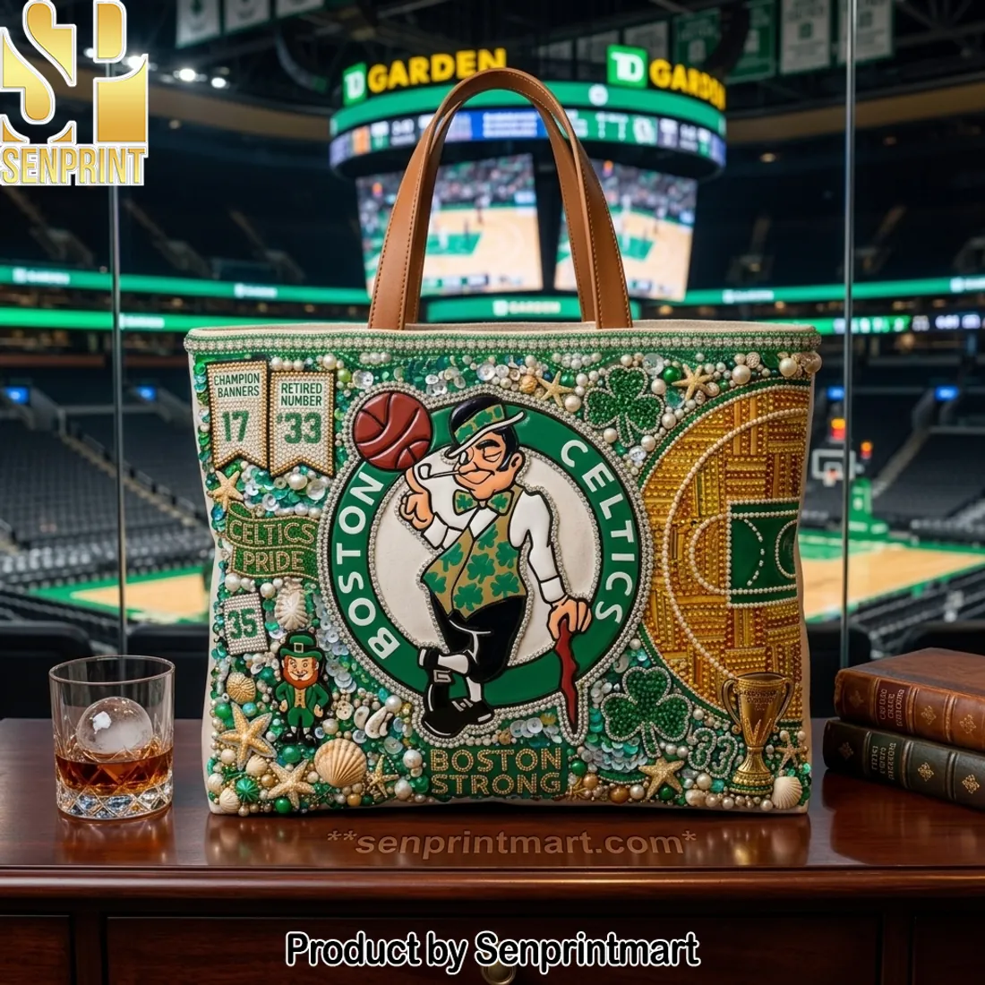 Boston Celtics Champion Banners 17 ’33 Embellished Tote Bag