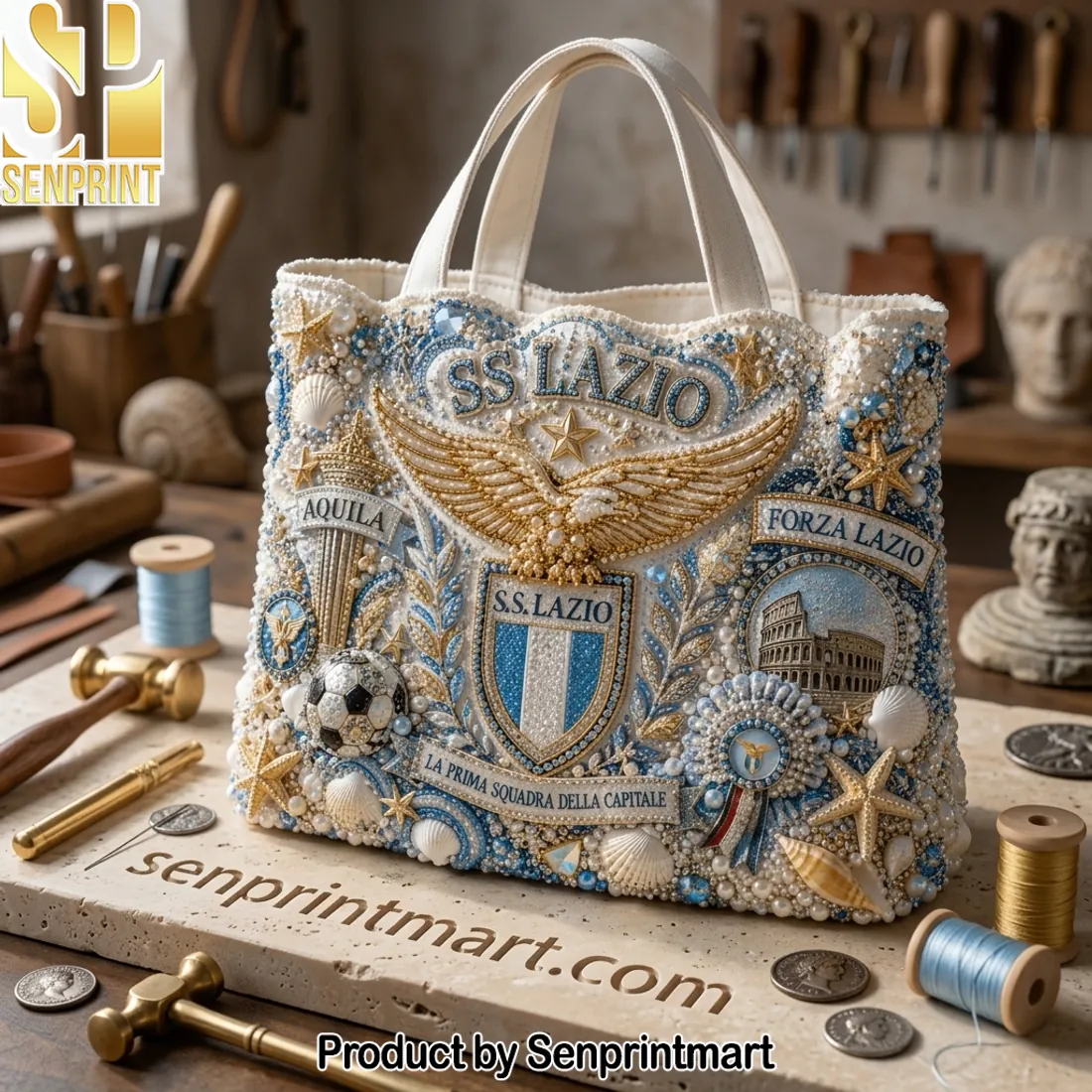 SS Lazio Luxury Embroidered Tote Bag