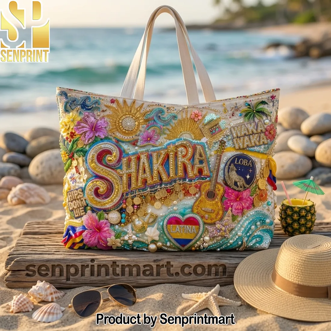 Shakira Latina Embellished Summer Tote Bag