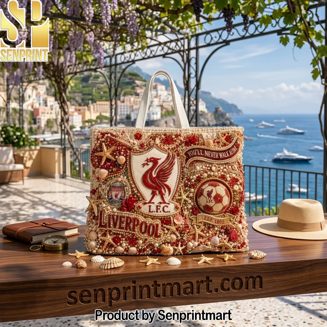 Liverpool FC Luxury Beaded “You’ll Never Walk Alone” Tote Bag