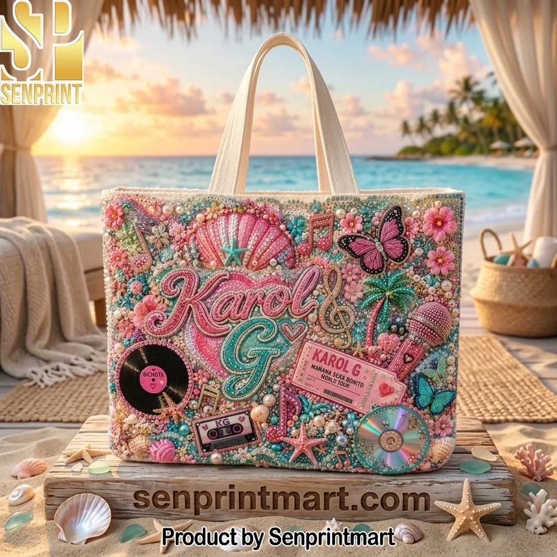 Karol G Manana Sera Bonito Beaded Summer Tote Bag