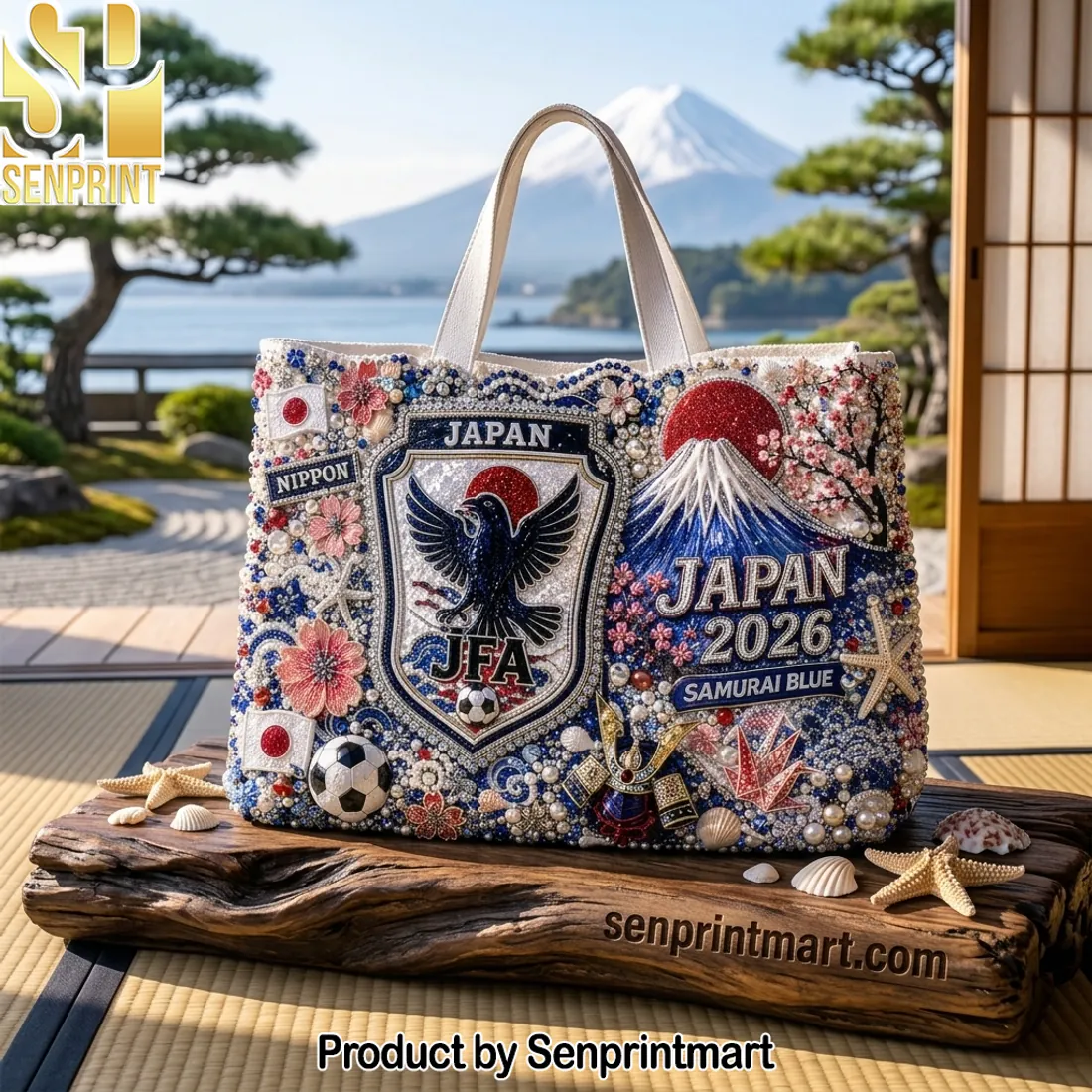 JFA Samurai Blue Japan 2026 Embellished Football Tote Bag