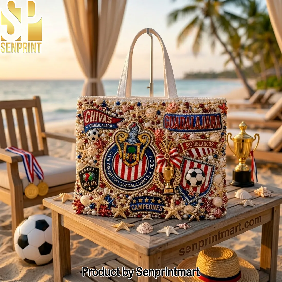 Chivas Guadalajara Campeones Embellished Tote Bag