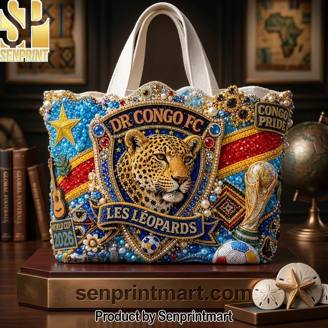 DR Congo FC Les Leopards World Cup 2026 Embellished Tote Bag