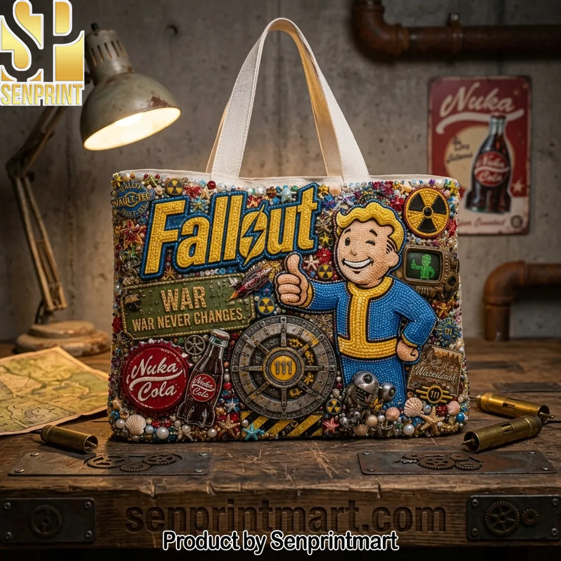 Fallout Vault Boy Embellished Nuka-Cola Tote Bag