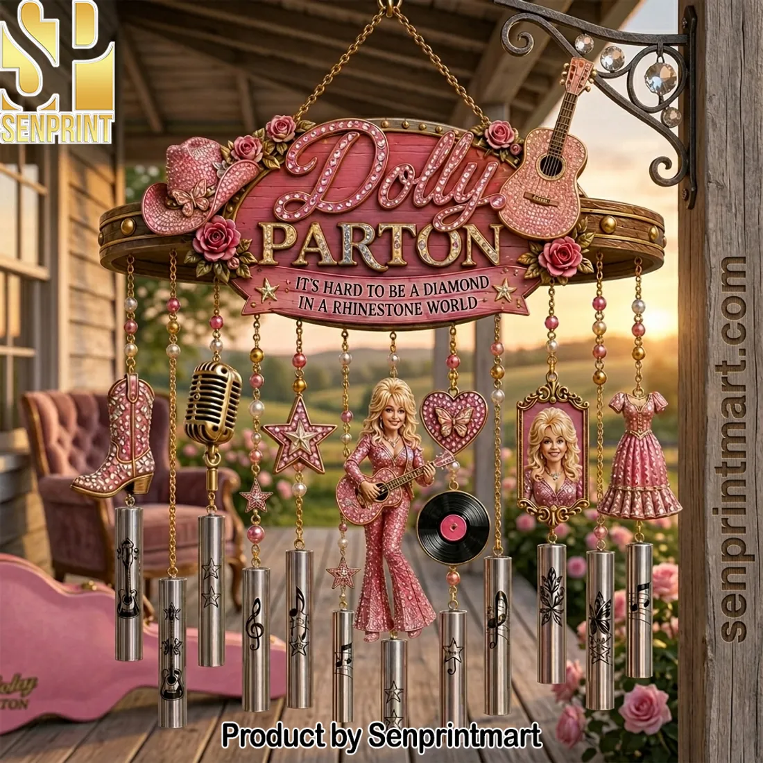 Dolly Parton Diamond In A Rhinestone World Wind Chime