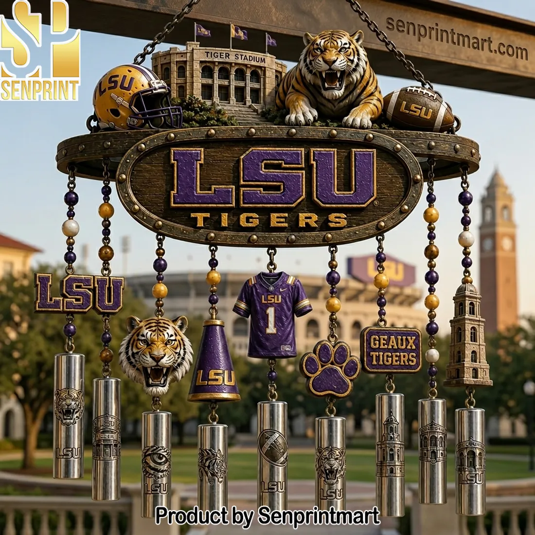 LSU Tigers Premium Stadium Mascot Wind Chime