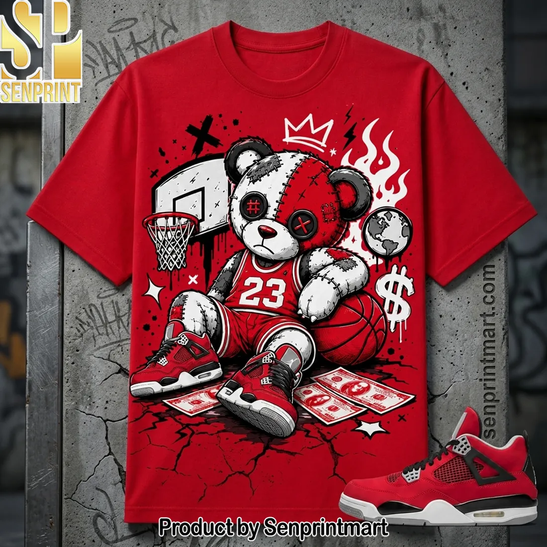 Bear X Basketball 23 Matching Shirt For Jordan 4 Toro Bravo
