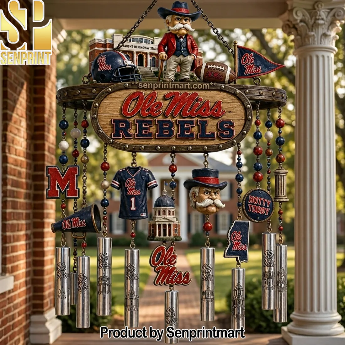 Ole Miss Rebels Iconic Symbols Wind Chime
