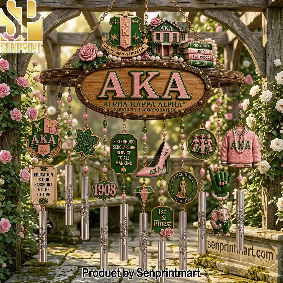 AKA Alpha Kappa Alpha 1908 Sorority Decorative Wind Chime