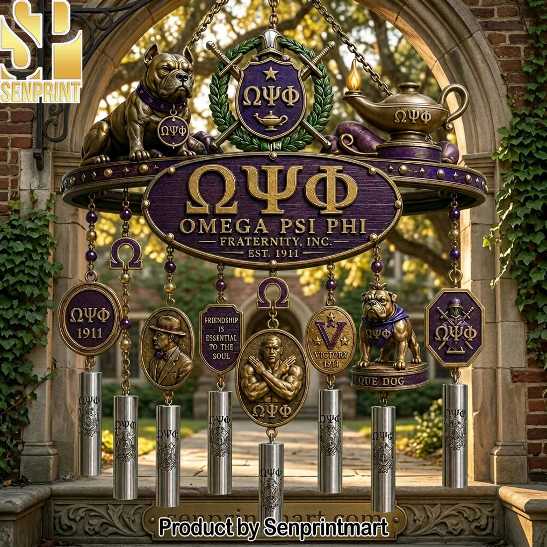 Omega Psi Phi Fraternity 1911 Que Dog Wind Chime