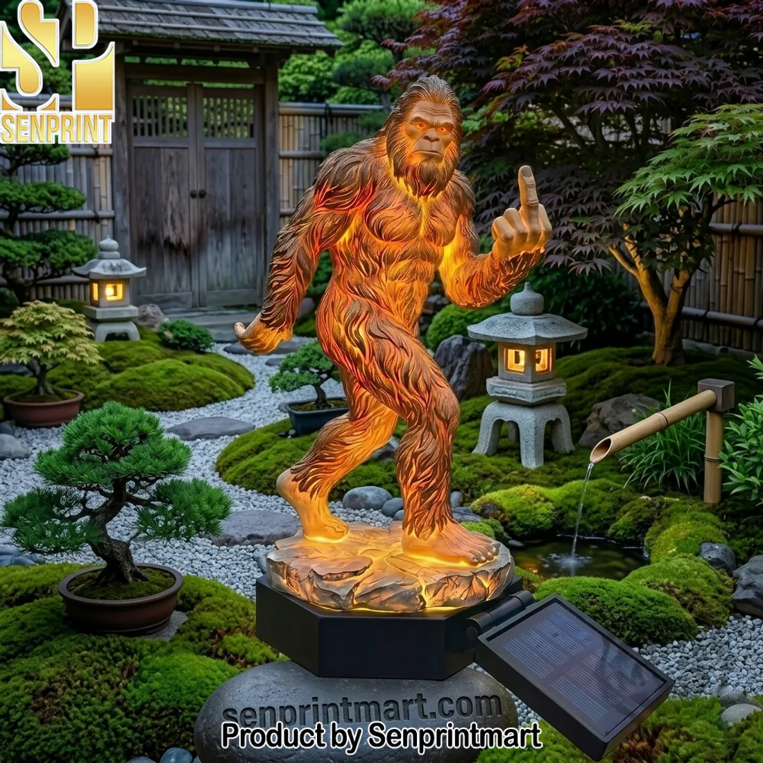 Funny Bigfoot Middle Finger Solar Powered Garden Light