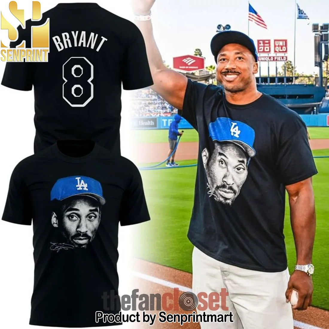 Kobe Bryant Los Angeles Dodgers Bryant 8 Commemorative Vintage Graphic T-Shirt Kobe Bryant Los Angeles Dodgers Bryant 8 Commemorative Vintage Graphic T-Shirt