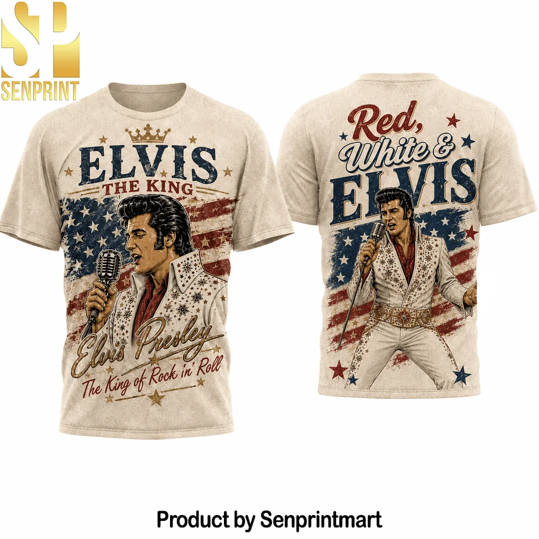 Elvis Presley Patriotic American Flag Vintage King of Rock and Roll 3D All Over Print T-Shirt Elvis Presley Patriotic American Flag Vintage King of Rock and Roll 3D All Over Print T-Shirt
