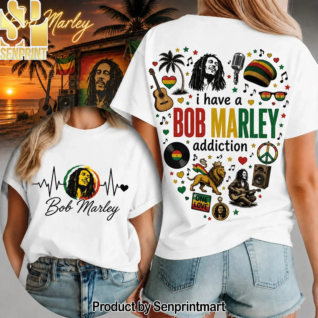 Bob Marley Heartbeat Reggae Rasta One Love Graphic T-Shirt Bob Marley Heartbeat Reggae Rasta One Love Graphic T-Shirt