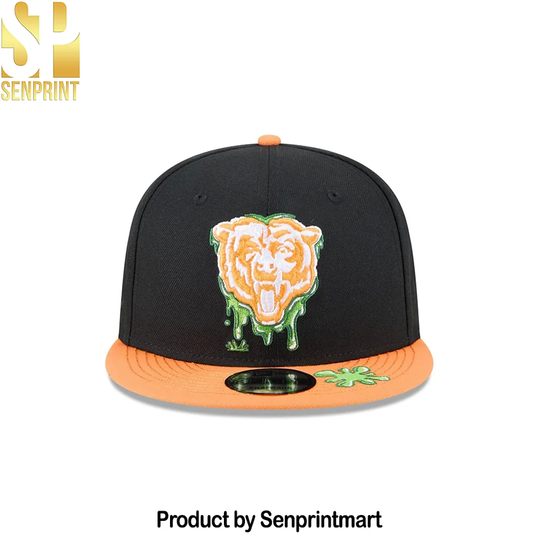 Chicago Bears NFL Slime Drip Embroidered Black and Orange Snapback Hat Chicago Bears NFL Slime Drip Embroidered Black and Orange Snapback Hat
