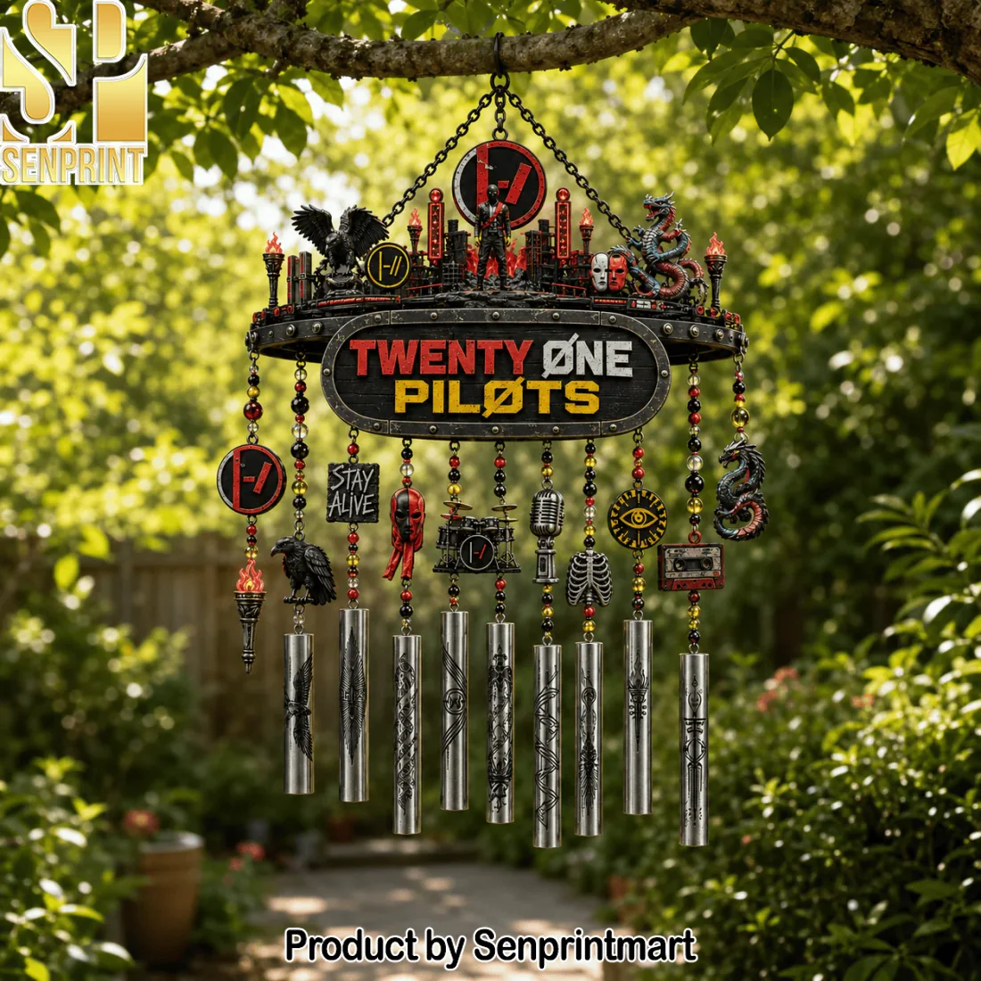 Twenty One Pilots Clancy Era Stay Alive Metal Rock Band Collectible Outdoor Garden Wind Chime Twenty One Pilots Clancy Era Stay Alive Metal Rock Band Collectible Outdoor Garden Wind Chime
