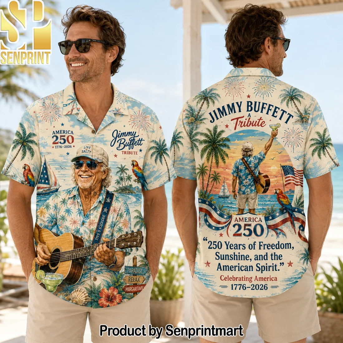 Jimmy Buffett Tribute America 250 Founding Spirit Hawaiian Shirt Jimmy Buffett Tribute America 250 Founding Spirit Hawaiian Shirt