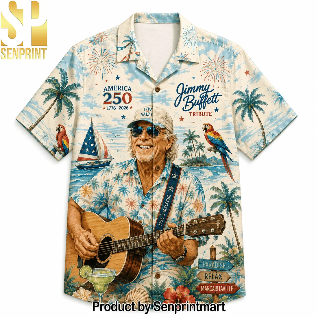Jimmy Buffett Tribute America 250 Founding Spirit Hawaiian Shirt Jimmy Buffett Tribute America 250 Founding Spirit Hawaiian Shirt