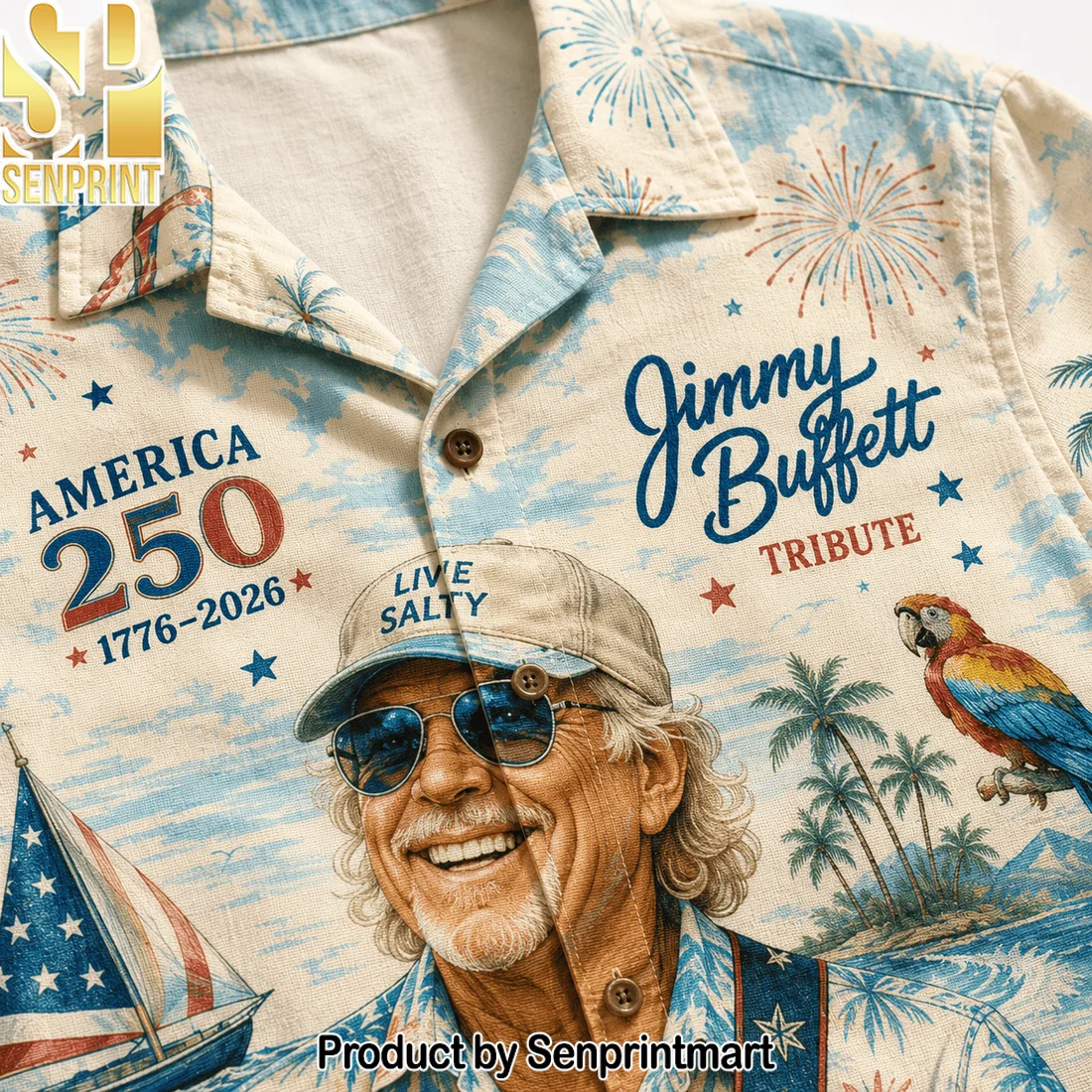 Jimmy Buffett Tribute America 250 Founding Spirit Hawaiian Shirt Jimmy Buffett Tribute America 250 Founding Spirit Hawaiian Shirt