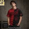 Rush 2112 Starman Rock Band Distressed Split Red and Black Vintage Grunge T-Shirt
