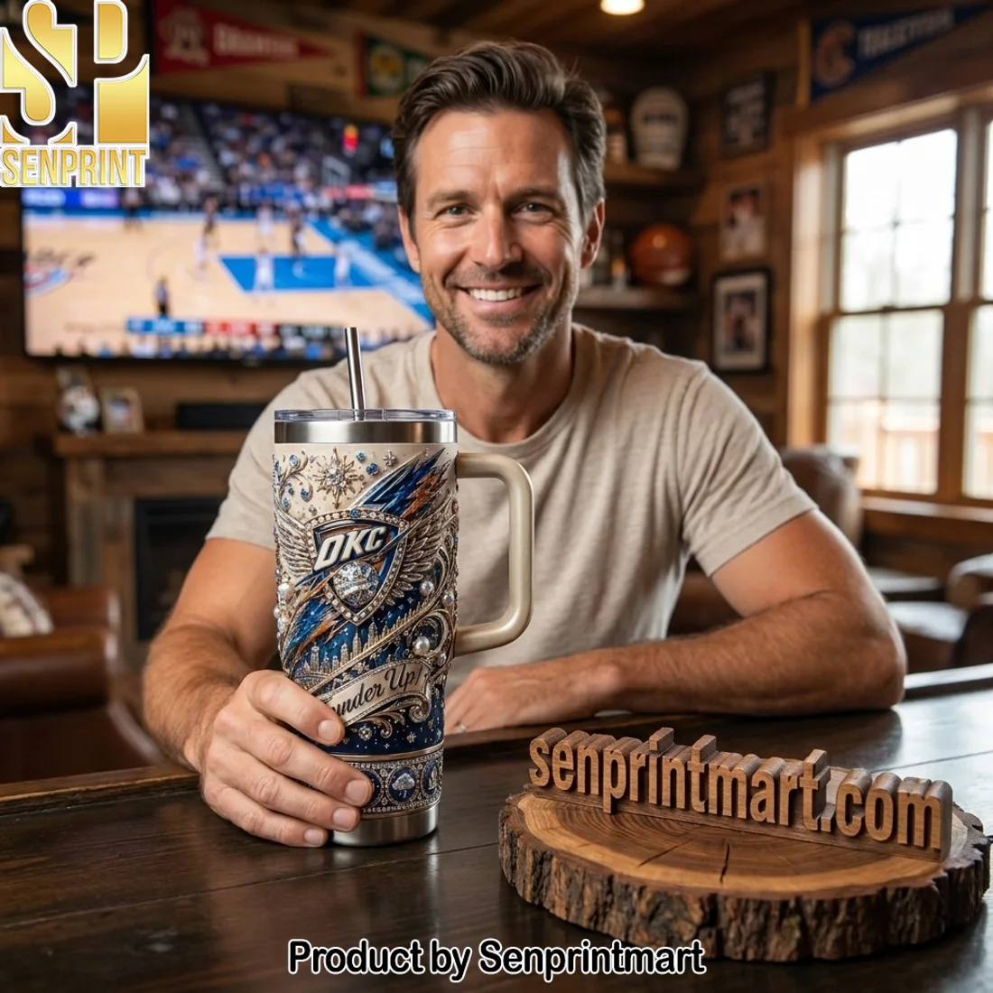 Oklahoma City Thunder OKC Basketball Fan Gift Luxury 3D Embossed Style Premium 40oz Tumbler with Handle Oklahoma City Thunder OKC Basketball Fan Gift Luxury 3D Embossed Style Premium 40oz Tumbler with Handle