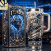 Oklahoma City Thunder OKC Basketball Fan Gift Luxury 3D Embossed Style Premium 40oz Tumbler with Handle