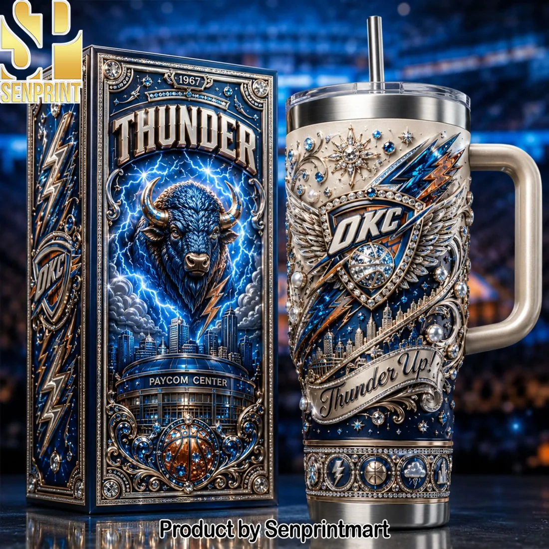 Oklahoma City Thunder OKC Basketball Fan Gift Luxury 3D Embossed Style Premium 40oz Tumbler with Handle Oklahoma City Thunder OKC Basketball Fan Gift Luxury 3D Embossed Style Premium 40oz Tumbler with Handle