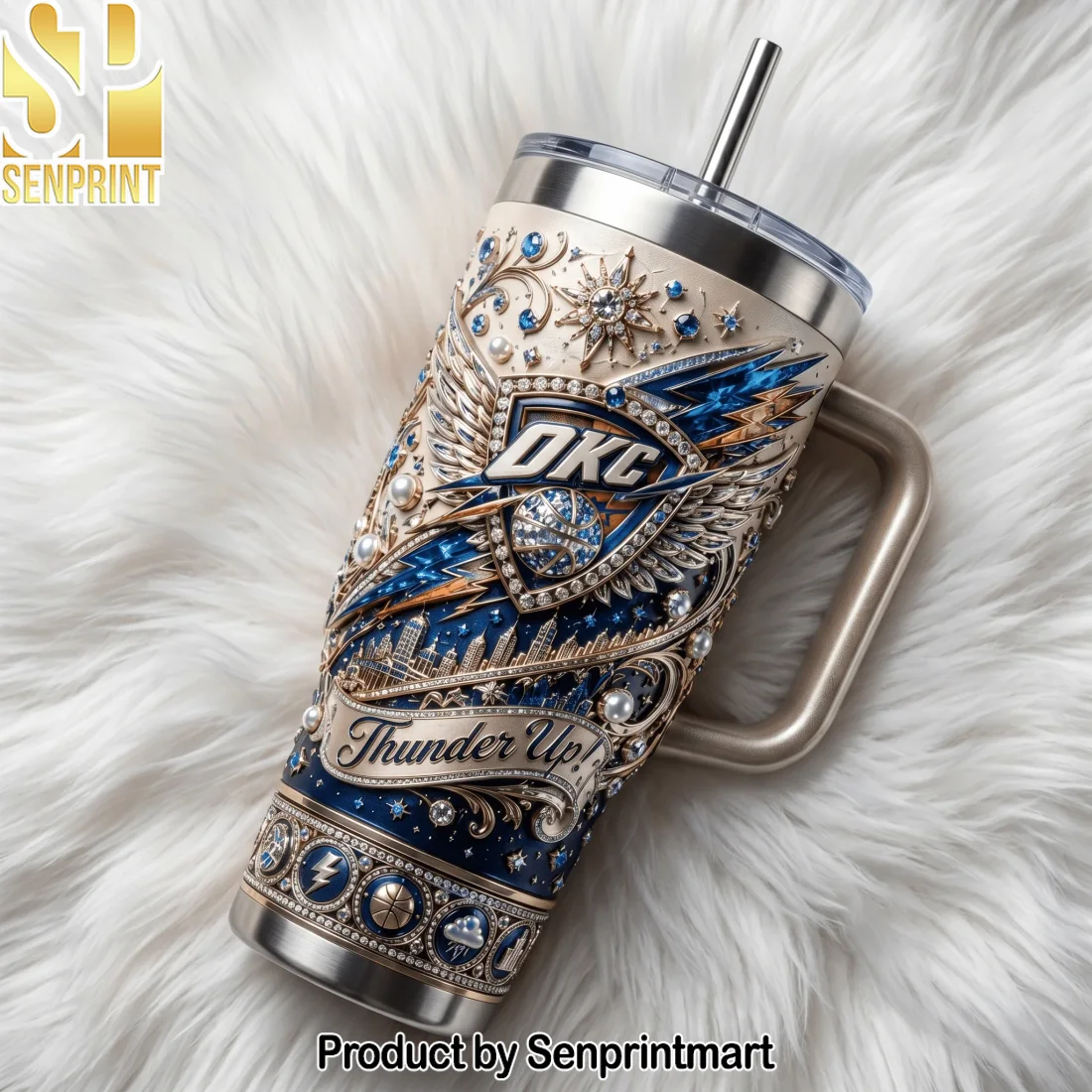 Oklahoma City Thunder OKC Basketball Fan Gift Luxury 3D Embossed Style Premium 40oz Tumbler with Handle Oklahoma City Thunder OKC Basketball Fan Gift Luxury 3D Embossed Style Premium 40oz Tumbler with Handle