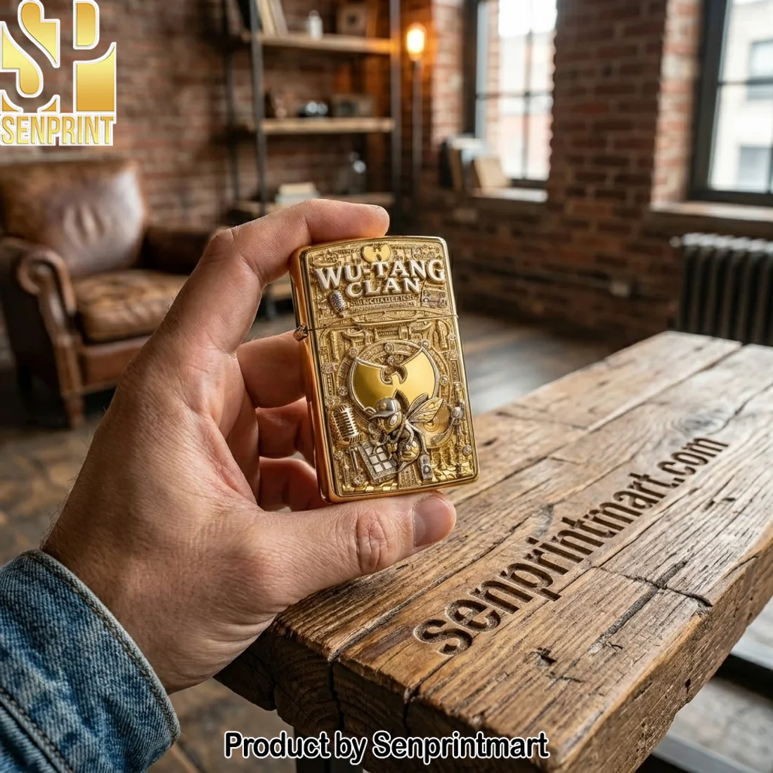 Wu-Tang Clan 36 Chambers Gold 3D Embossed Shaolin Hip Hop Collectible Windproof Lighter