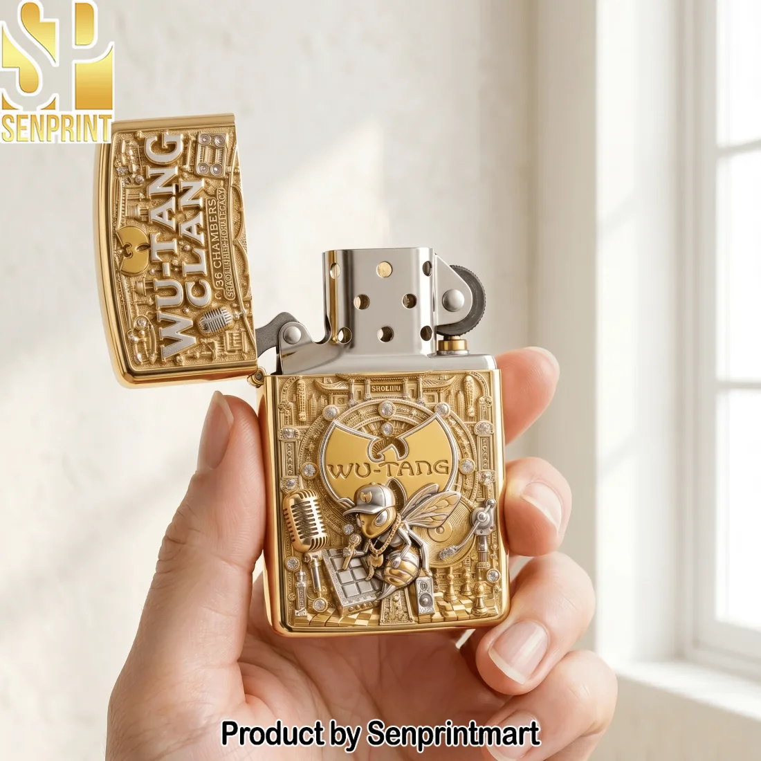 Wu-Tang Clan 36 Chambers Gold 3D Embossed Shaolin Hip Hop Collectible Windproof Lighter Wu-Tang Clan 36 Chambers Gold 3D Embossed Shaolin Hip Hop Collectible Windproof Lighter