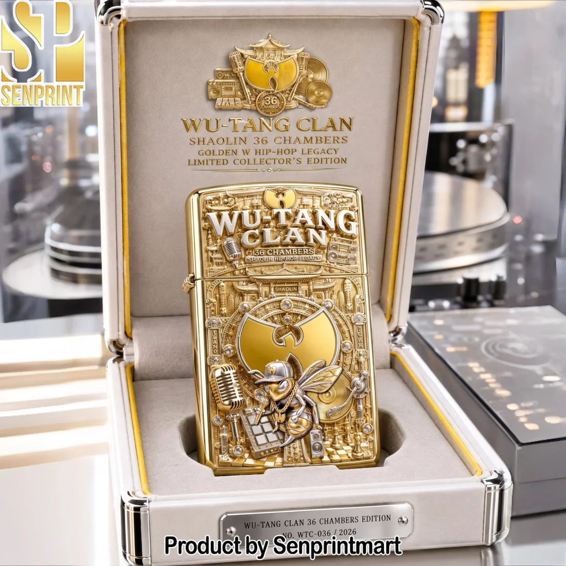 Wu-Tang Clan 36 Chambers Gold 3D Embossed Shaolin Hip Hop Collectible Windproof Lighter Wu-Tang Clan 36 Chambers Gold 3D Embossed Shaolin Hip Hop Collectible Windproof Lighter