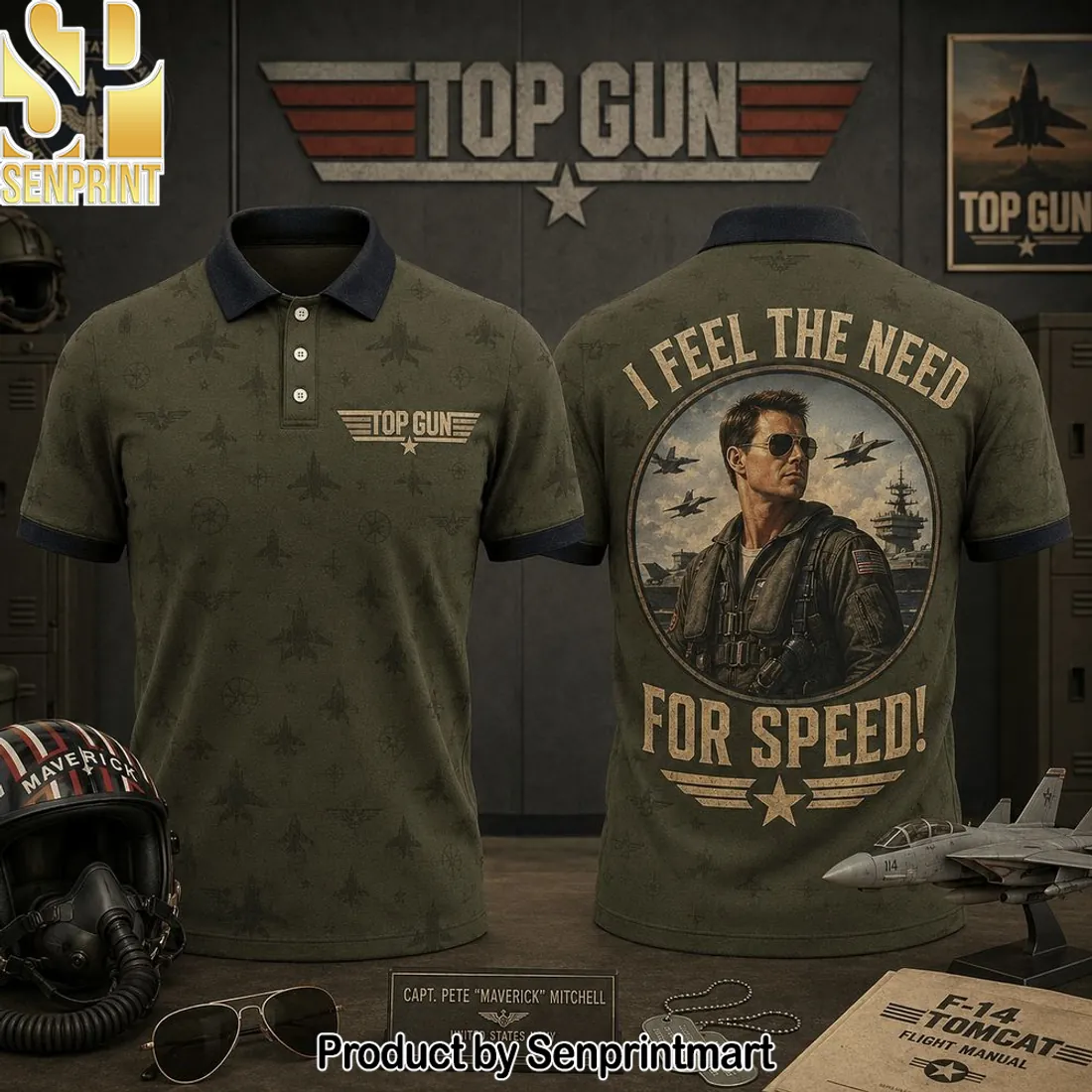Top Gun Maverick “I Feel The Need For Speed” All-Over Print Polo Shirt