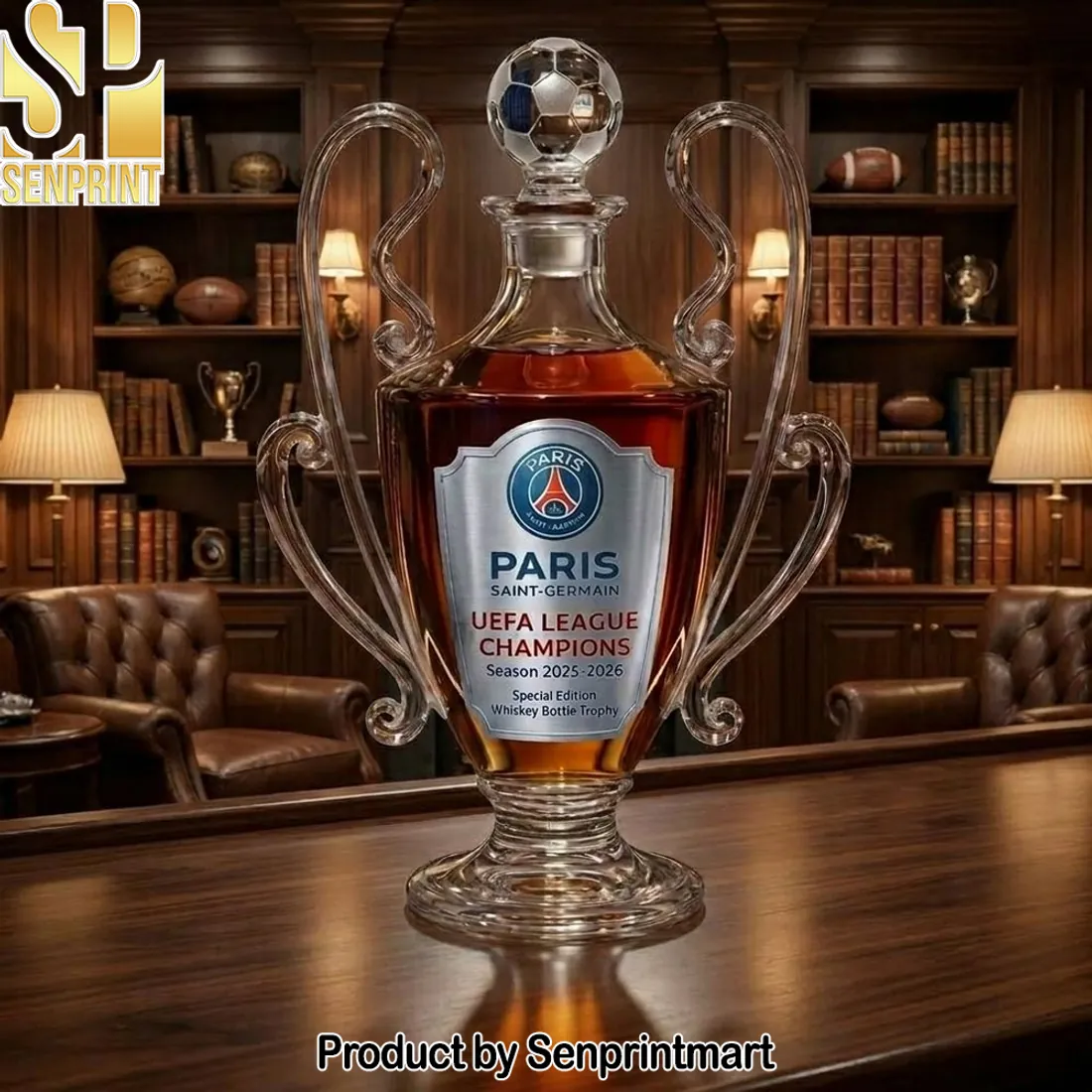Paris Saint-Germain UEFA League Champions 2025-2026 Special Edition Whiskey Bottle Trophy