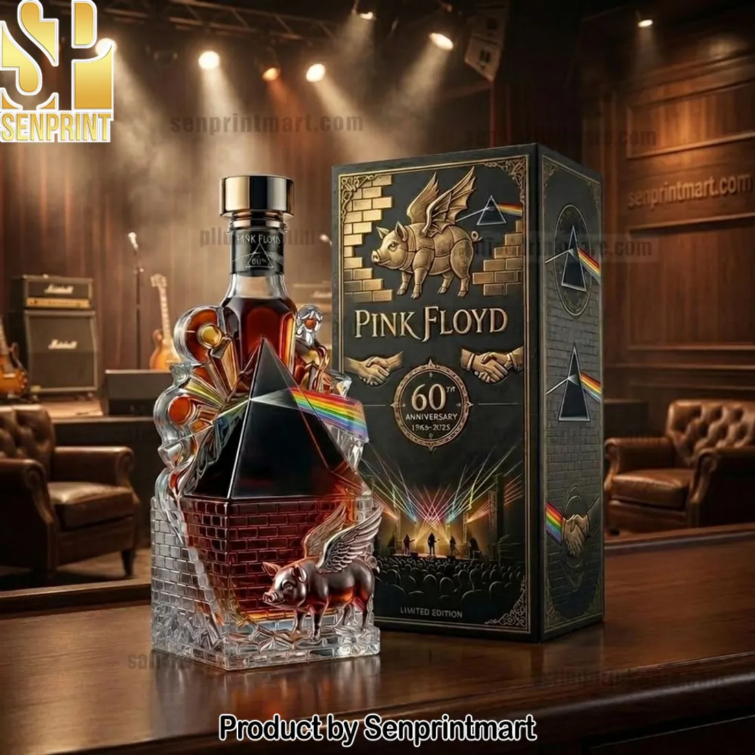 Pink Floyd 60th Anniversary Limited Edition Dark Side of the Moon Whiskey Decanter