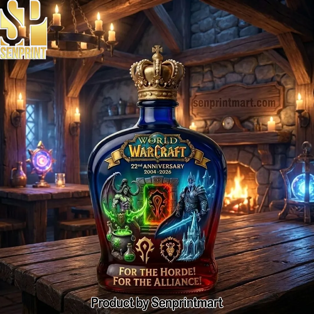 World of Warcraft 22nd Anniversary 2004-2026 Horde & Alliance Whiskey Decanter