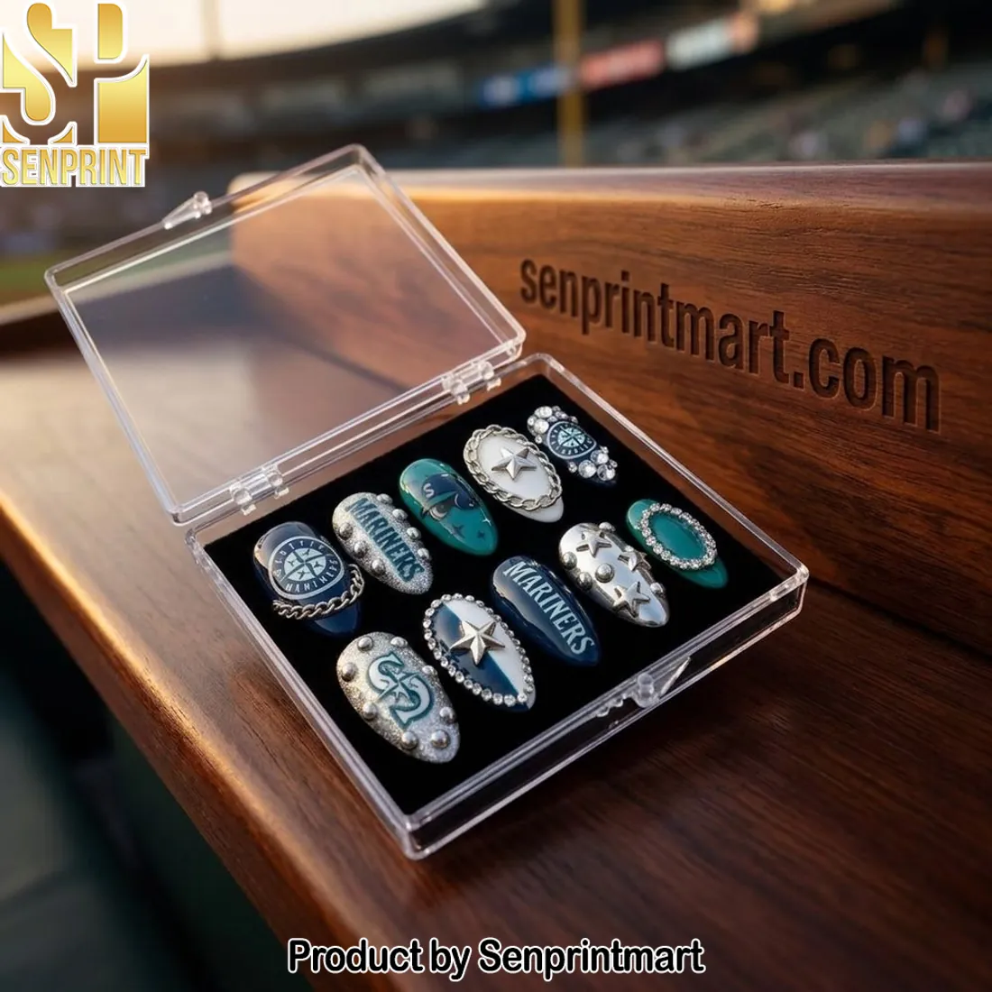 Seattle Mariners Reusable 3D Press On Nails Set