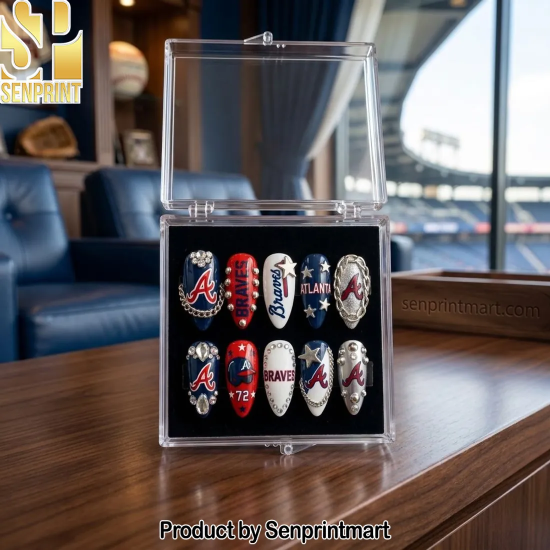 Atlanta Braves Handmade Reusable Press On Nails Set