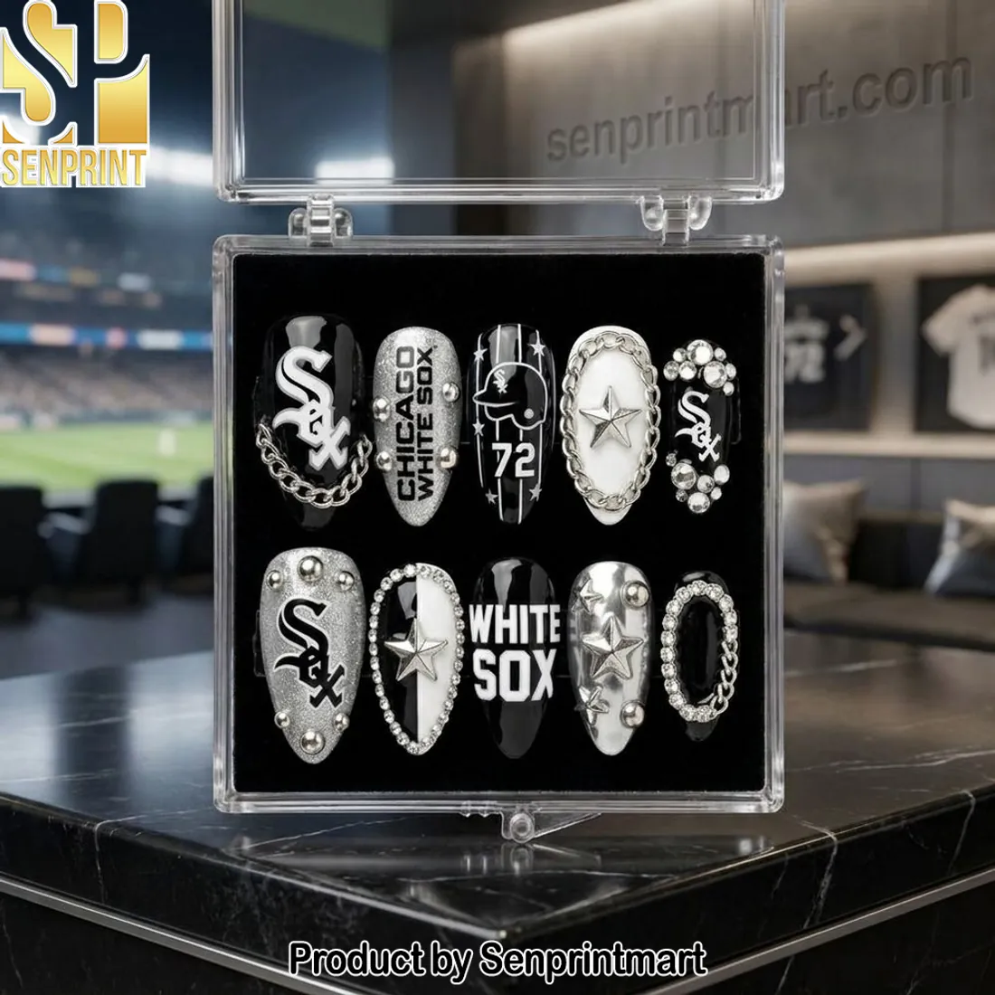 Chicago White Sox 3D Reusable Press On Nails Set