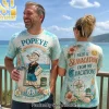 Popeye the Sailor Seavacation Funny Retro Cartoon Tropical Beach Graphic T-Shirt