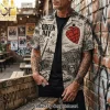 Green Day American Idiot Punk Rock Vintage Sketch Graphic Short Sleeve Hawaiian Shirt