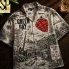 Green Day American Idiot Punk Rock Vintage Sketch Graphic Short Sleeve Hawaiian Shirt
