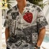Green Day American Idiot Punk Rock Vintage Sketch Graphic Short Sleeve Hawaiian Shirt