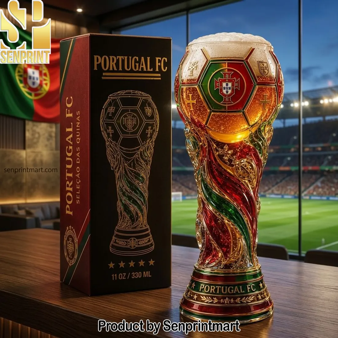 Portugal FC Seleção das Quinas Premium Soccer Trophy Beer Glass