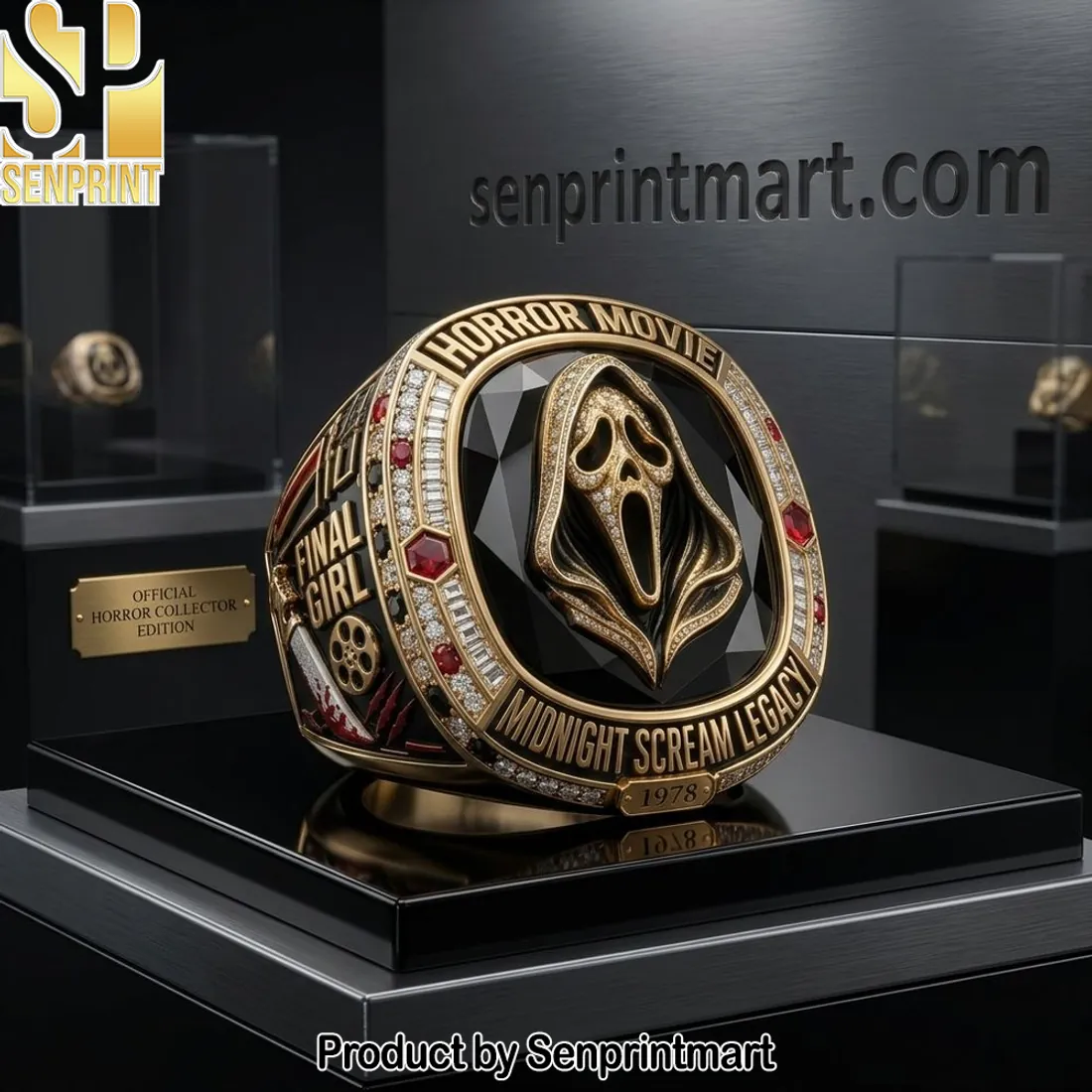 Ghostface Midnight Scream Legacy Gold Horror Movie Championship Ring
