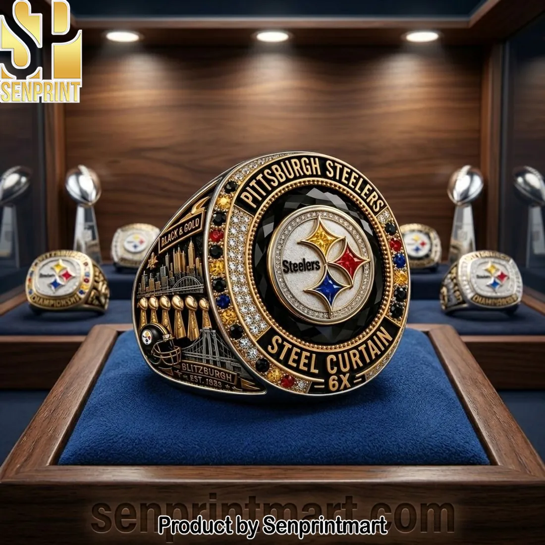 Pittsburgh Steelers Steel Curtain 6X Commemorative Championship Ring