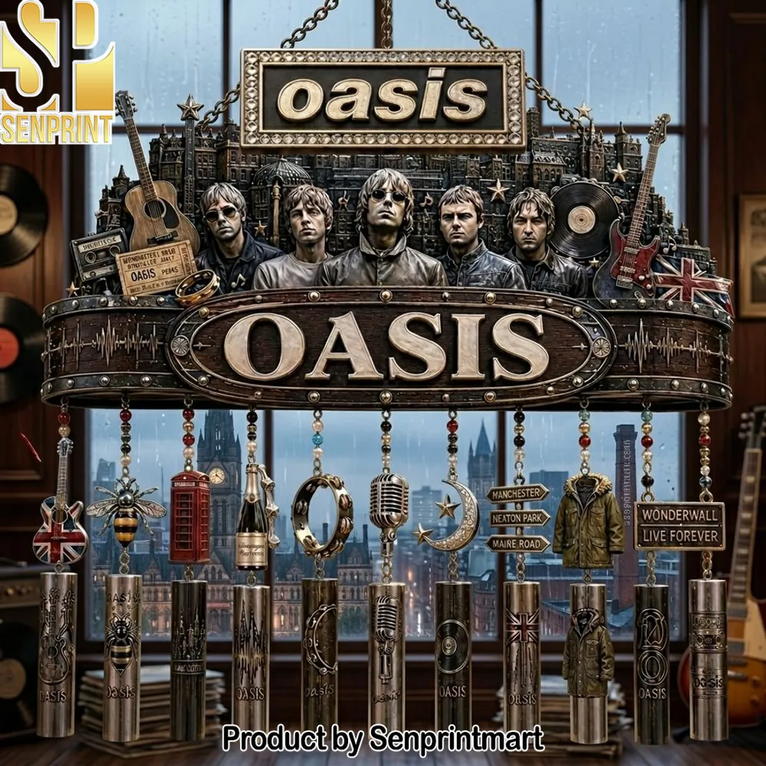 Oasis Band Premium 3D Wonderwall Live Forever Wind Chime