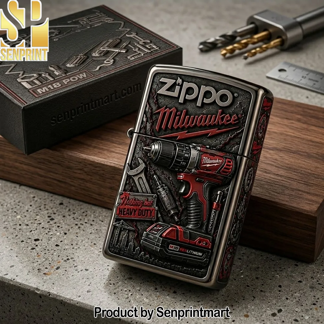 Zippo Milwaukee Heavy Duty M18 Tools Embossed Windproof Lighter